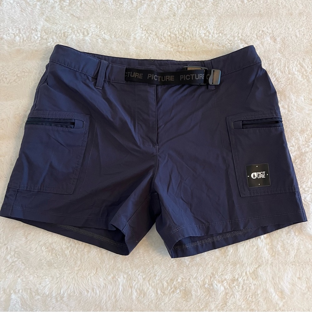Picture Organic Clothing Women’s Shorts Large Navy Blue Adjustable Belt